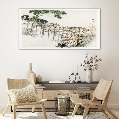 Modern tree water Glass Print