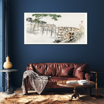 Peace at the water mill Glass Print