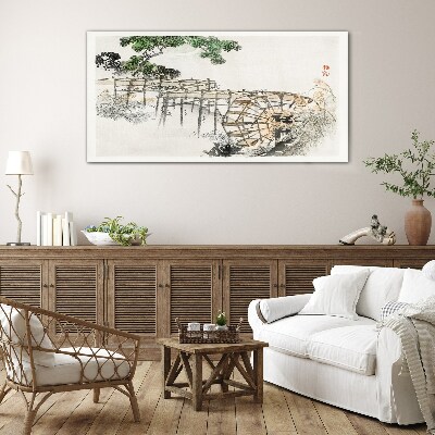 Peace at the water mill Glass Print