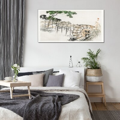 Peace at the water mill Glass Print