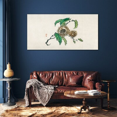 Chestnut branch with leaves Glass Print