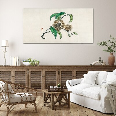 Chestnut branch with leaves Glass Print