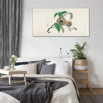 Chestnut branch with leaves Glass Print