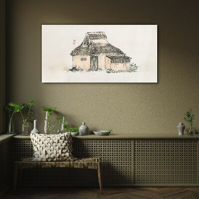 House cottages Glass Print