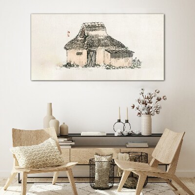 House cottages Glass Print