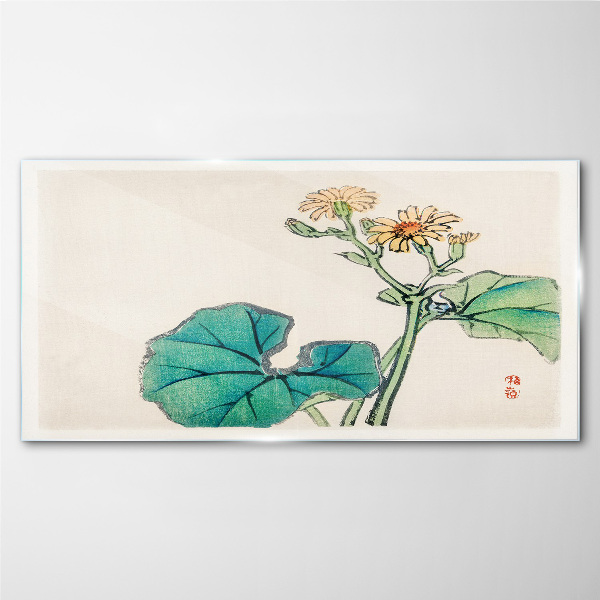 Lotus flowers and leaves Glass Print
