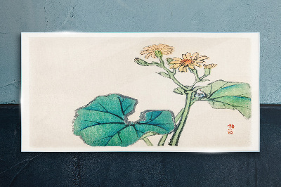 Lotus flowers and leaves Glass Print