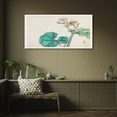 Lotus flowers and leaves Glass Print