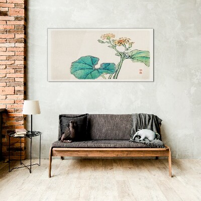 Lotus flowers and leaves Glass Print