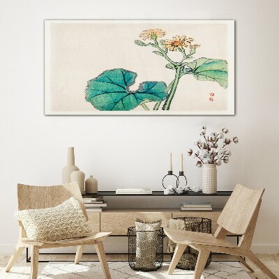 Lotus flowers and leaves Glass Print