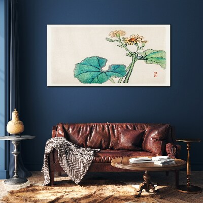 Lotus flowers and leaves Glass Print