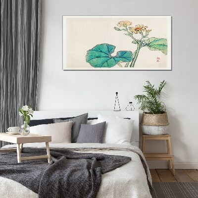 Lotus flowers and leaves Glass Print