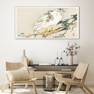 Falcon on a branch Glass Print