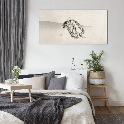Turtle on a minimalist background Glass Print