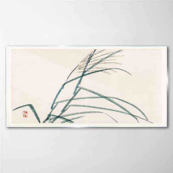 Delicate grass leaves Glass Print