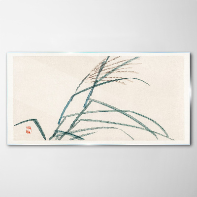 Delicate grass leaves Glass Print
