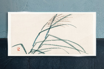 Delicate grass leaves Glass Print