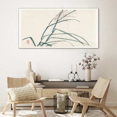 Delicate grass leaves Glass Print