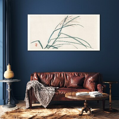 Delicate grass leaves Glass Print
