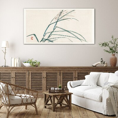 Delicate grass leaves Glass Print