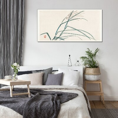 Delicate grass leaves Glass Print