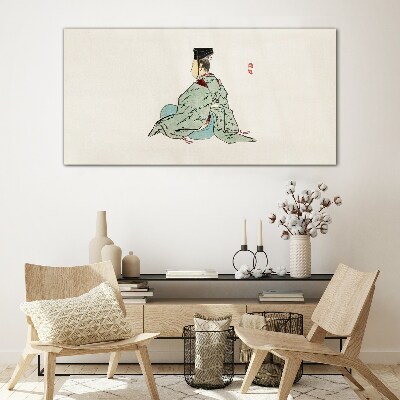 Japanese beauty in traditional kimono Glass Print