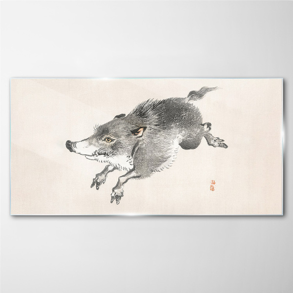Running boar Glass Print