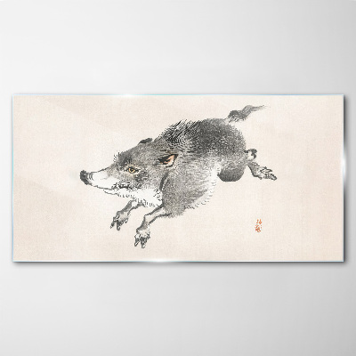 Running boar Glass Print