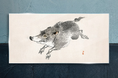 Running boar Glass Print