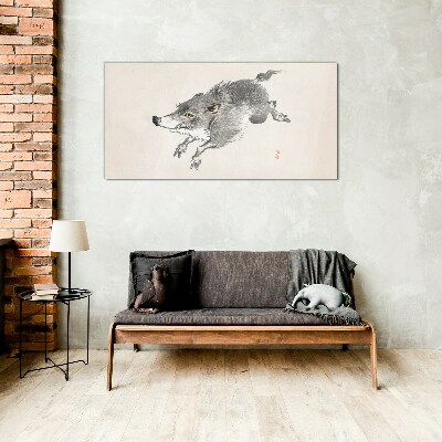 Running boar Glass Print