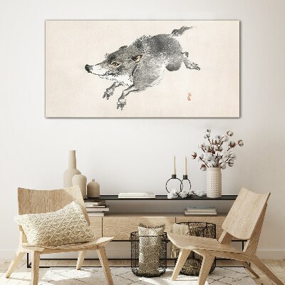 Running boar Glass Print