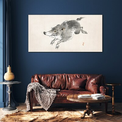 Running boar Glass Print