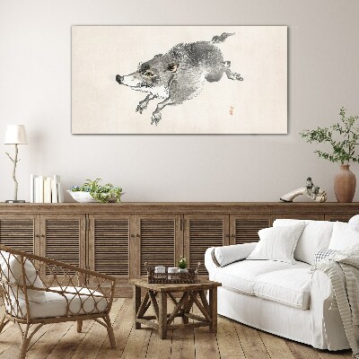 Running boar Glass Print