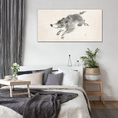 Running boar Glass Print