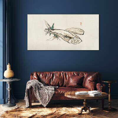 Butterfly on a lotus background Glass Print