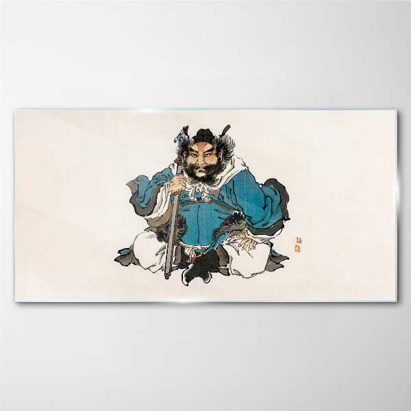 Master in blue robe Glass Print