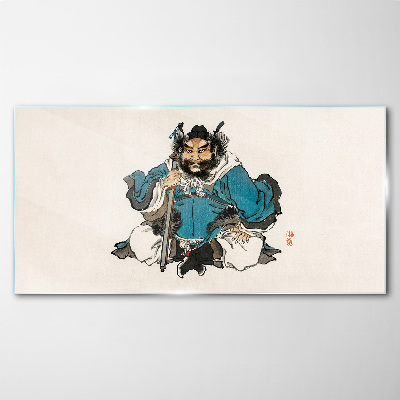Master in blue robe Glass Print