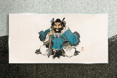 Master in blue robe Glass Print