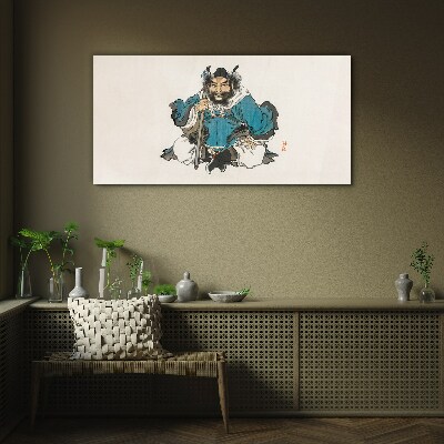 Master in blue robe Glass Print