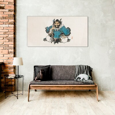 Master in blue robe Glass Print