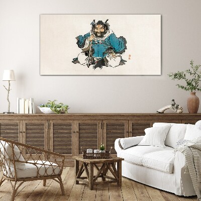 Master in blue robe Glass Print