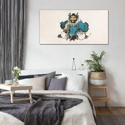 Master in blue robe Glass Print