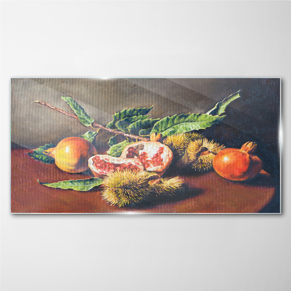 Fruit composition with pomegranate Glass Print