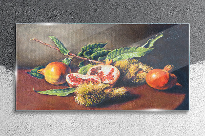 Fruit composition with pomegranate Glass Print