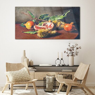 Fruit composition with pomegranate Glass Print