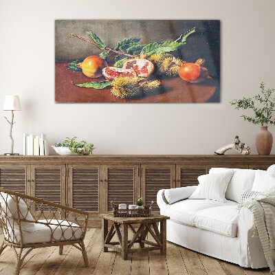 Fruit composition with pomegranate Glass Print