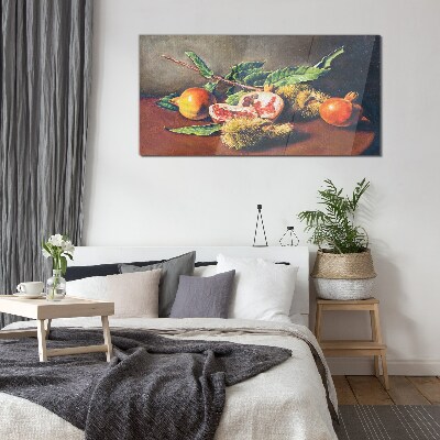Fruit composition with pomegranate Glass Print
