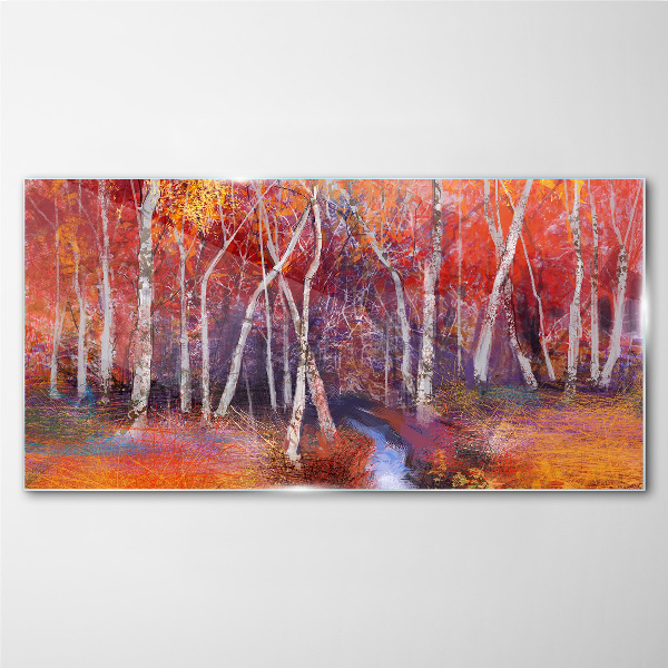 Colorful autumn in the forest Glass Wall Art