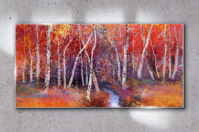 Colorful autumn in the forest Glass Wall Art