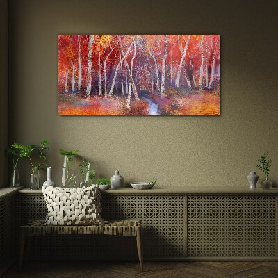 Colorful autumn in the forest Glass Wall Art